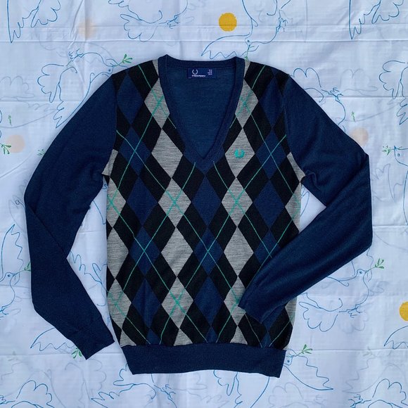 Fred Perry classic 100% merino wool argyle sweater - Picture 5 of 8